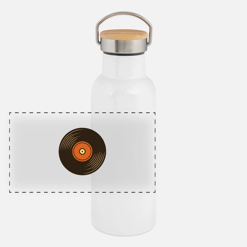 Conception rétro de la platine vinyle Gourde isotherme avec bouchon en bambou