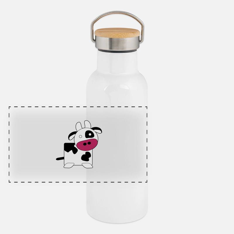 Vache (large) Gourde isotherme avec bouchon en bambou