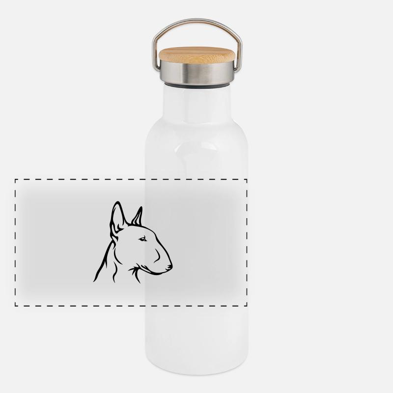 Bullterrrier Panorama Thermosflasche mit Bambusdeckel