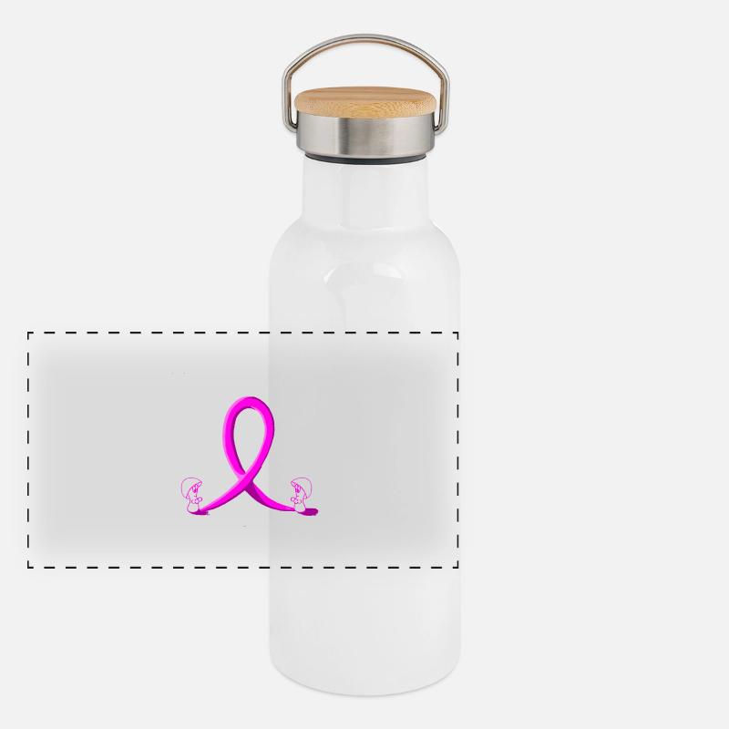 Octobre_rose_pixel Gourde isotherme avec bouchon en bambou