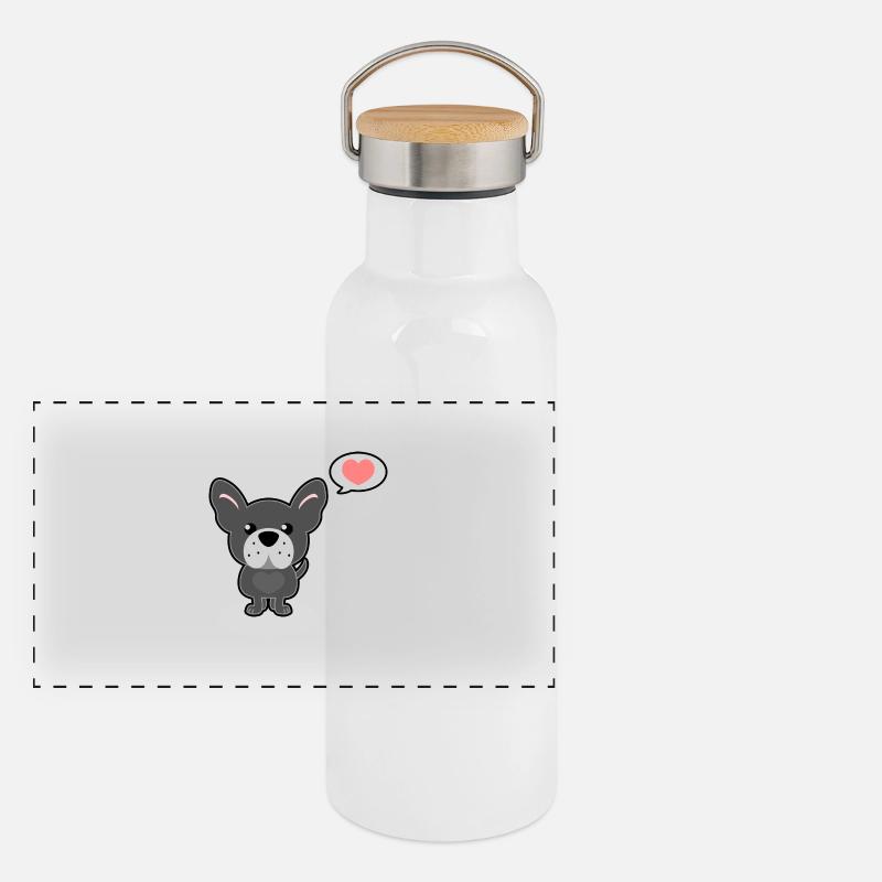 bouledogue français Gourde isotherme avec bouchon en bambou