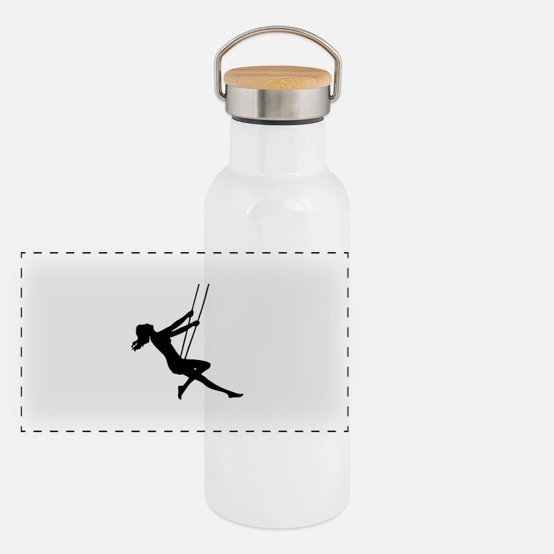 Mädchen auf Schaukel Panorama Thermosflasche mit Bambusdeckel