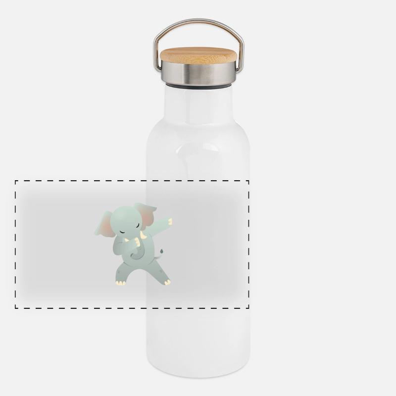 Elephant Dab Dance - Cool Gift Panorama Thermosflasche mit Bambusdeckel