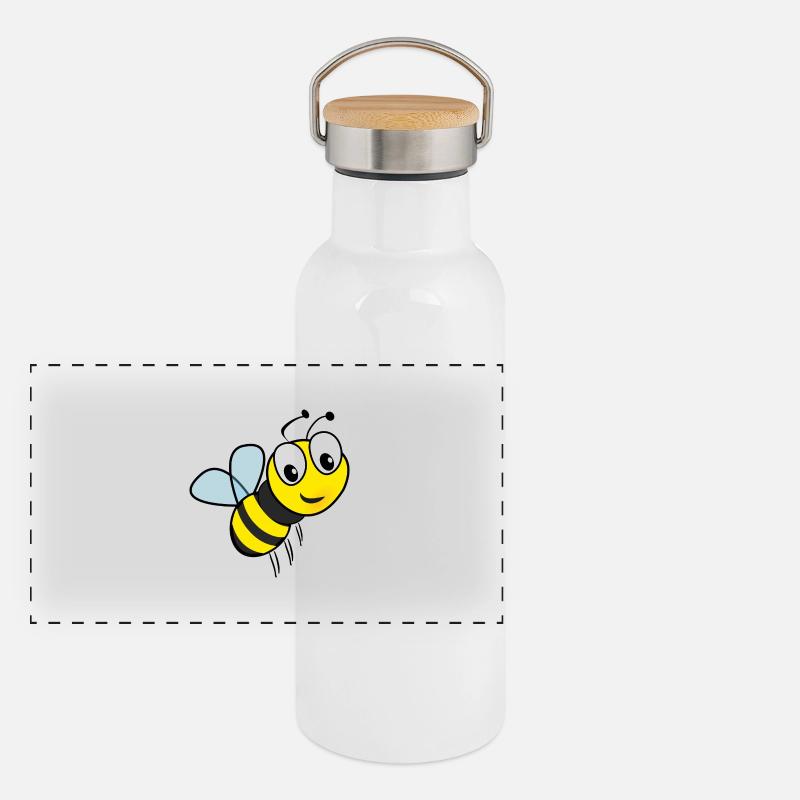 Flotte Biene Geschenk Panorama Thermosflasche mit Bambusdeckel