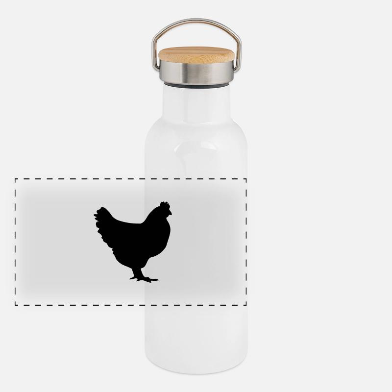 huhn Panorama Thermosflasche mit Bambusdeckel