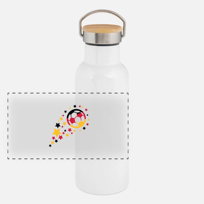 fußball design Panorama Thermosflasche mit Bambusdeckel