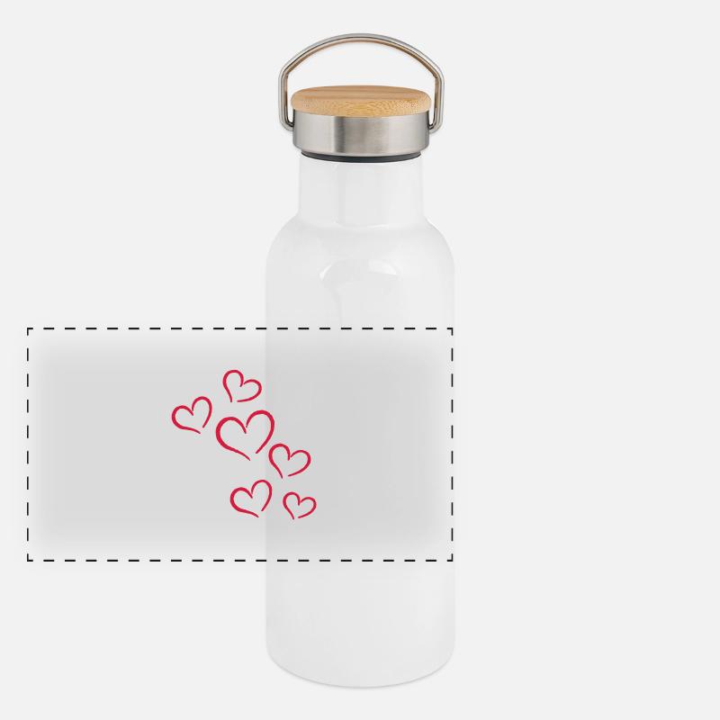 Herzchen Panorama Thermosflasche mit Bambusdeckel