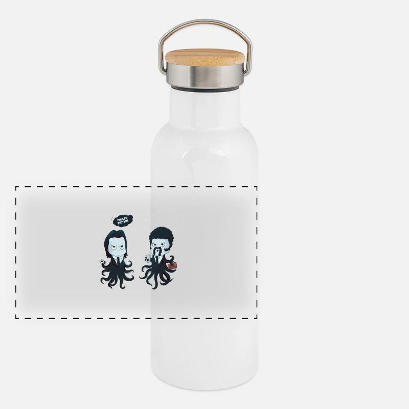 Octopus Fiction Panorama Thermosflasche mit Bambusdeckel