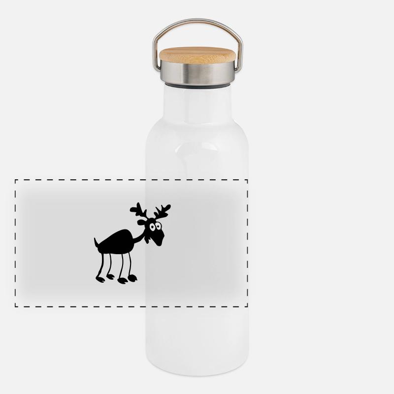 Elan funny - Panoramic Thermal Bottle with Bamboo Lid - white