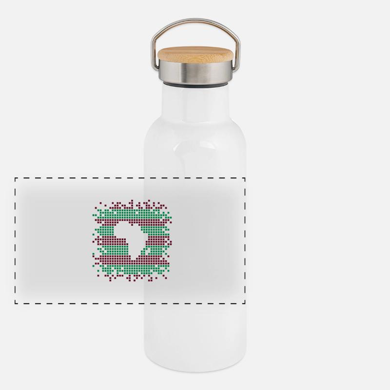 Africa Pixel Design Panoramic Thermal Bottle with Bamboo Lid