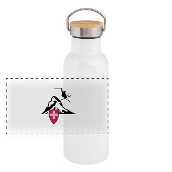 Matterhorn Zermatt Suisse - Gourde isotherme avec bouchon en bambou - blanc - Devant