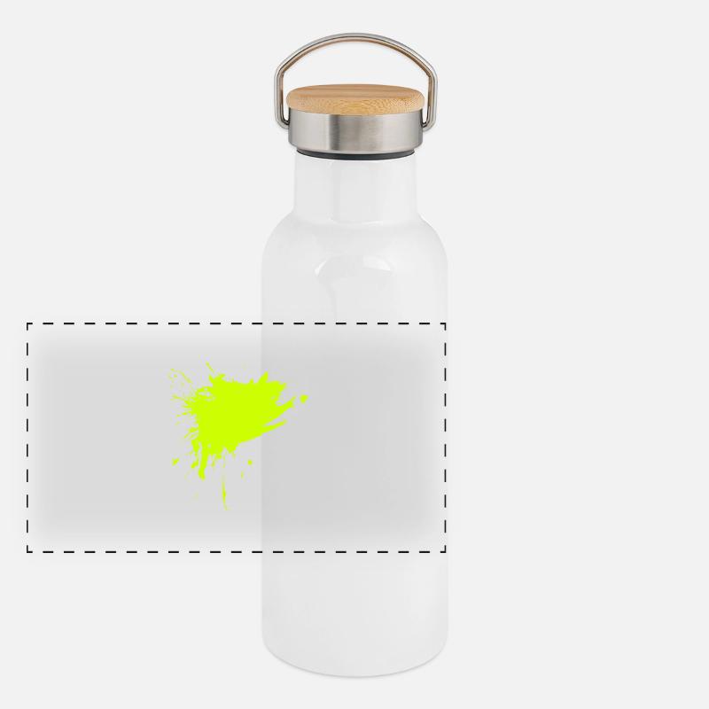 Fleck Farbe Gespritzt gelb Schmutz schmutzig Panorama Thermosflasche mit Bambusdeckel