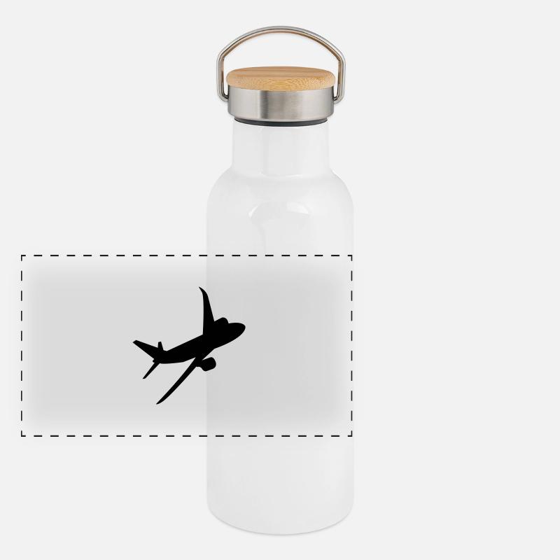 flugzeug Panorama Thermosflasche mit Bambusdeckel