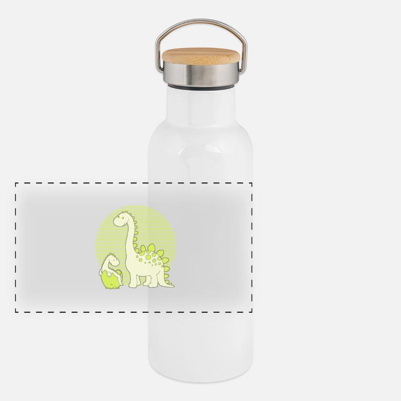 Dinosaur Mom with Hatching Egg Panorama Thermosflasche mit Bambusdeckel