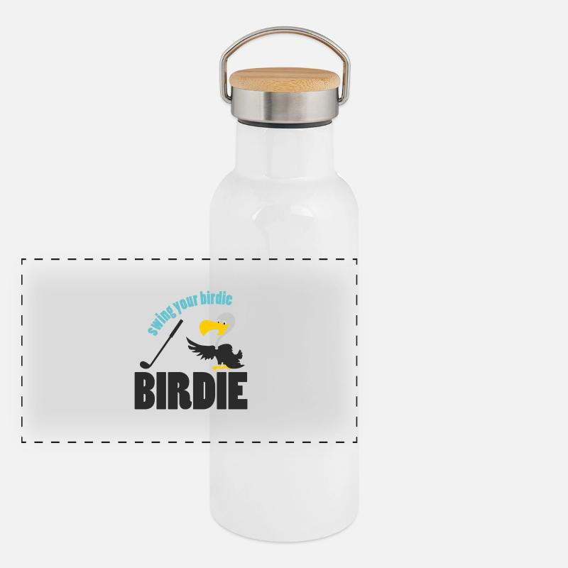 golfing Panorama Thermosflasche mit Bambusdeckel