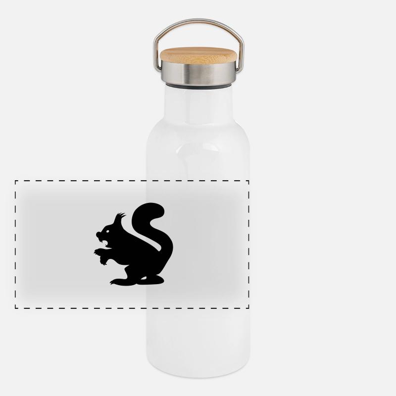 Killer Squirrel-Evil Squirrel - Panoramic Thermal Bottle with Bamboo Lid - white