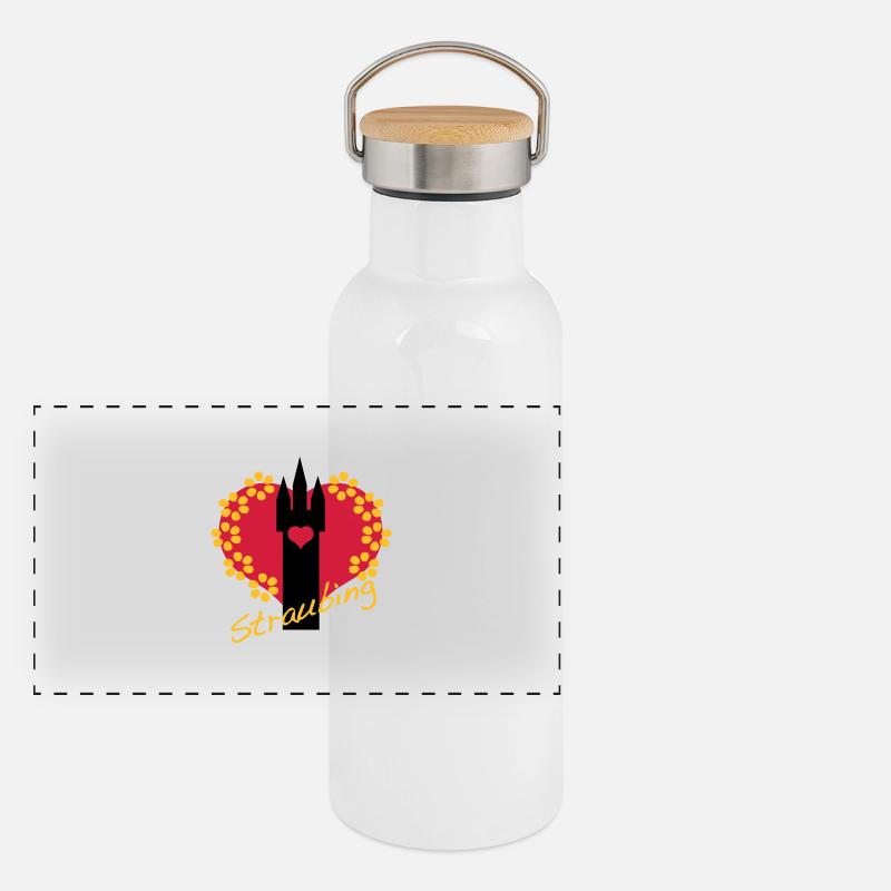 i love straubing Panorama Thermosflasche mit Bambusdeckel