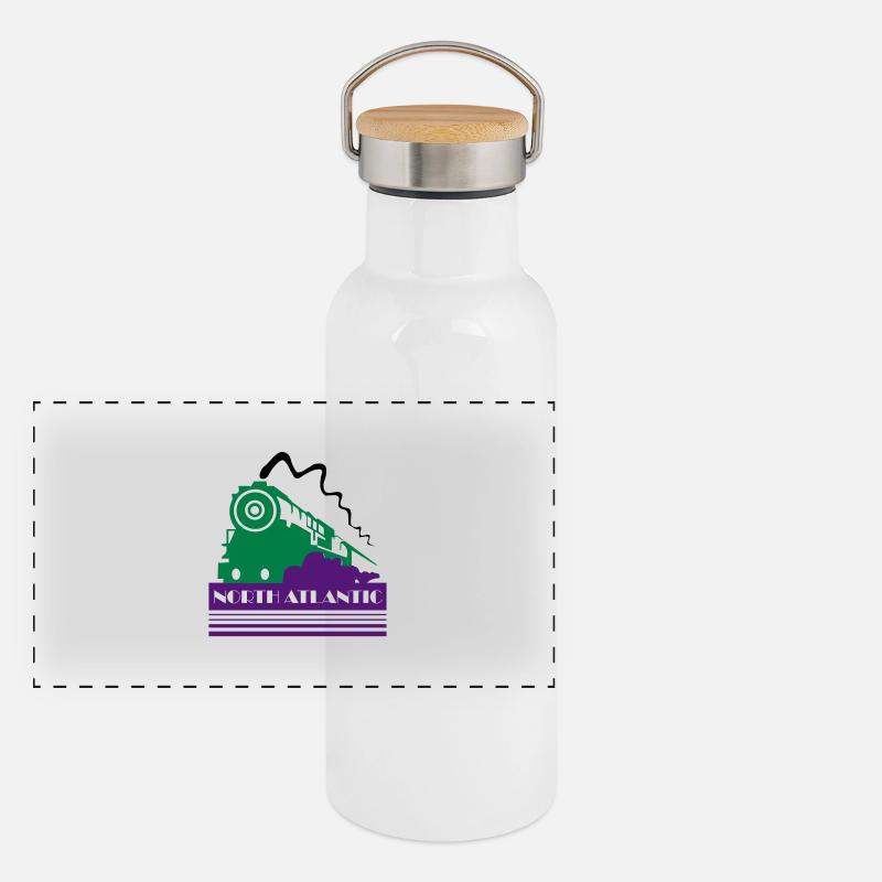 North Atlantic Art Deco Railway Panoramic Thermal Bottle with Bamboo Lid