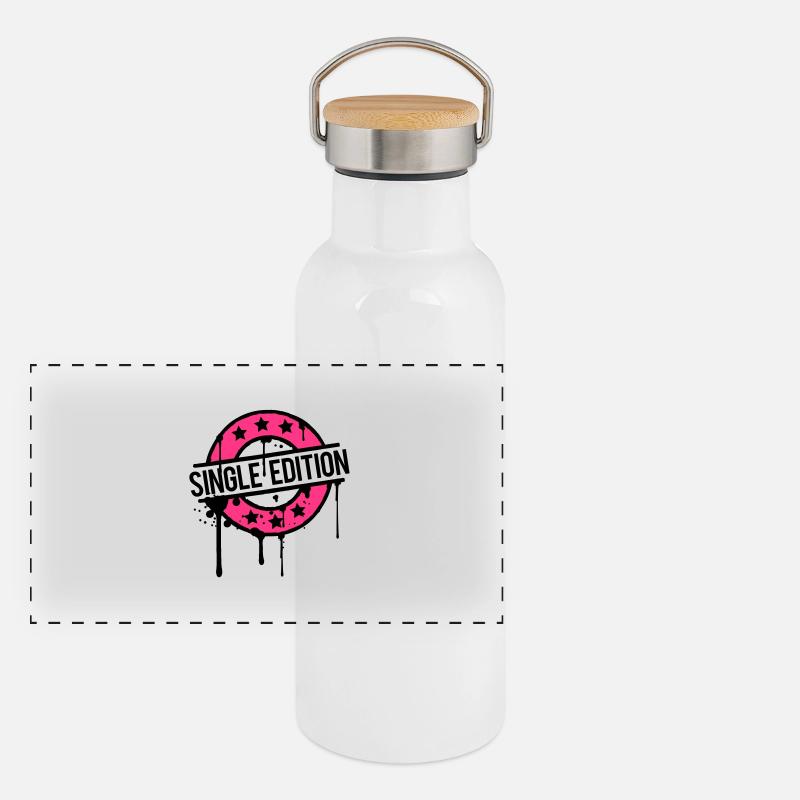 Single Edition stamp graffiti pink award Panoramic Thermal Bottle with Bamboo Lid
