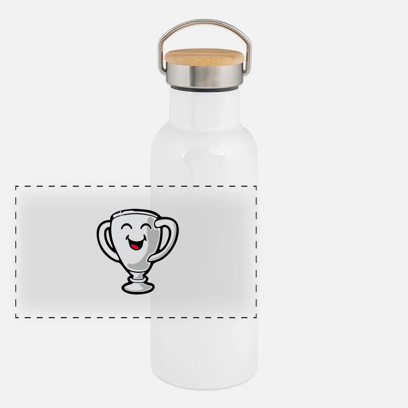 Smiley Trophy Panorama Thermosflasche mit Bambusdeckel