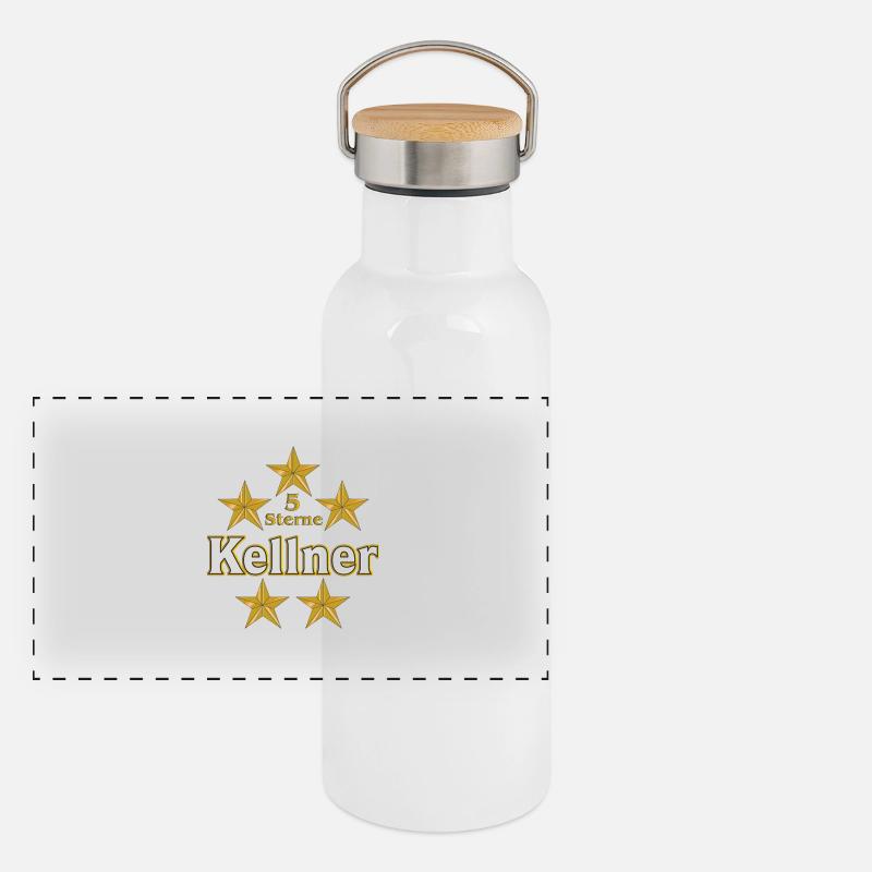 Vom Grafik Designer-- Kellner Panorama Thermosflasche mit Bambusdeckel
