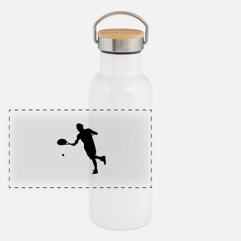 tennis spieler Panorama Thermosflasche mit Bambusdeckel