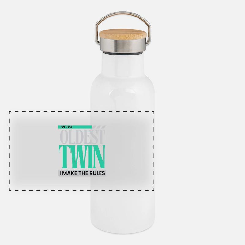 I'm The Oldest Twin I Make The Rules Funny Sibling Panoramic Thermal Bottle with Bamboo Lid