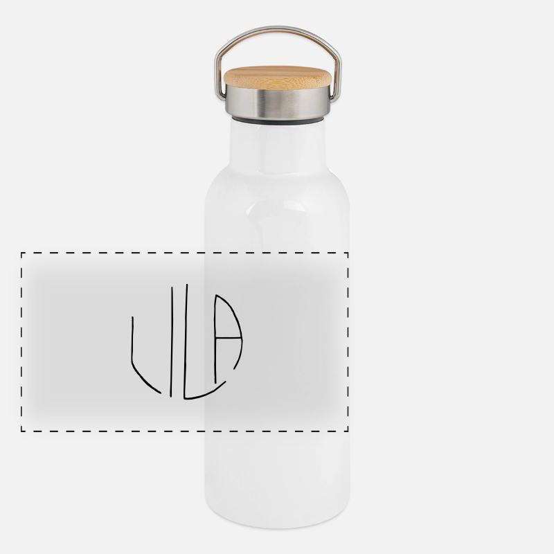 Pourpre Gourde isotherme avec bouchon en bambou