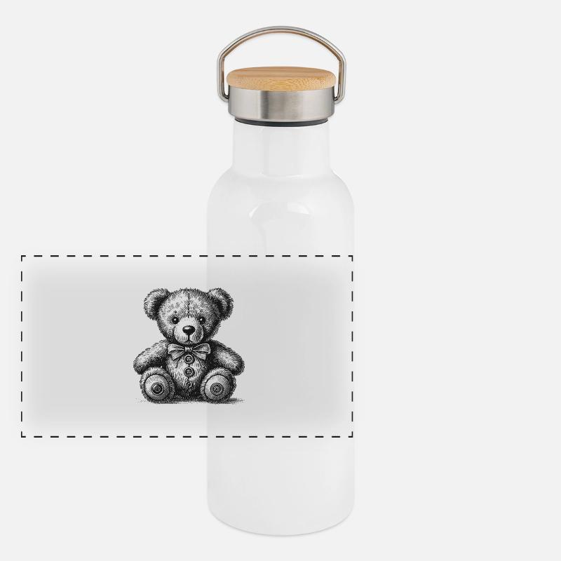 Teddybär Panorama Thermosflasche mit Bambusdeckel