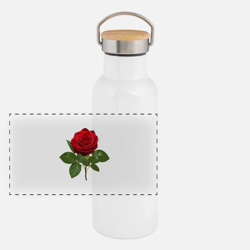 Red rose deep red Panoramic Thermal Bottle with Bamboo Lid