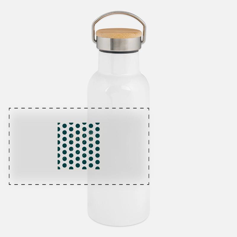 Pflanzenmuster Punkte - Panorama Thermosflasche mit Bambusdeckel - Weiß