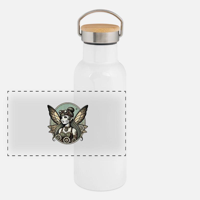 Fée Steampunk Vintage Gourde isotherme avec bouchon en bambou