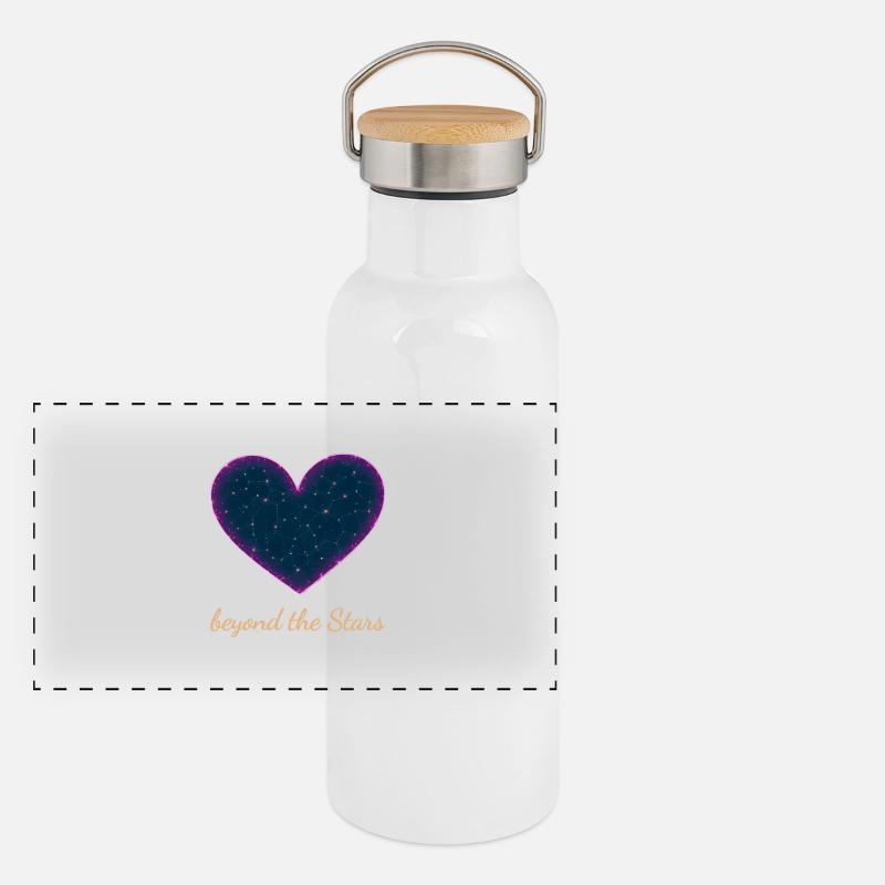 Liebe jenseits der Sterne Herz-Design Panorama Thermosflasche mit Bambusdeckel