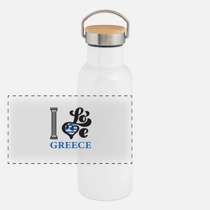 J’adore la Grèce Gourde isotherme avec bouchon en bambou