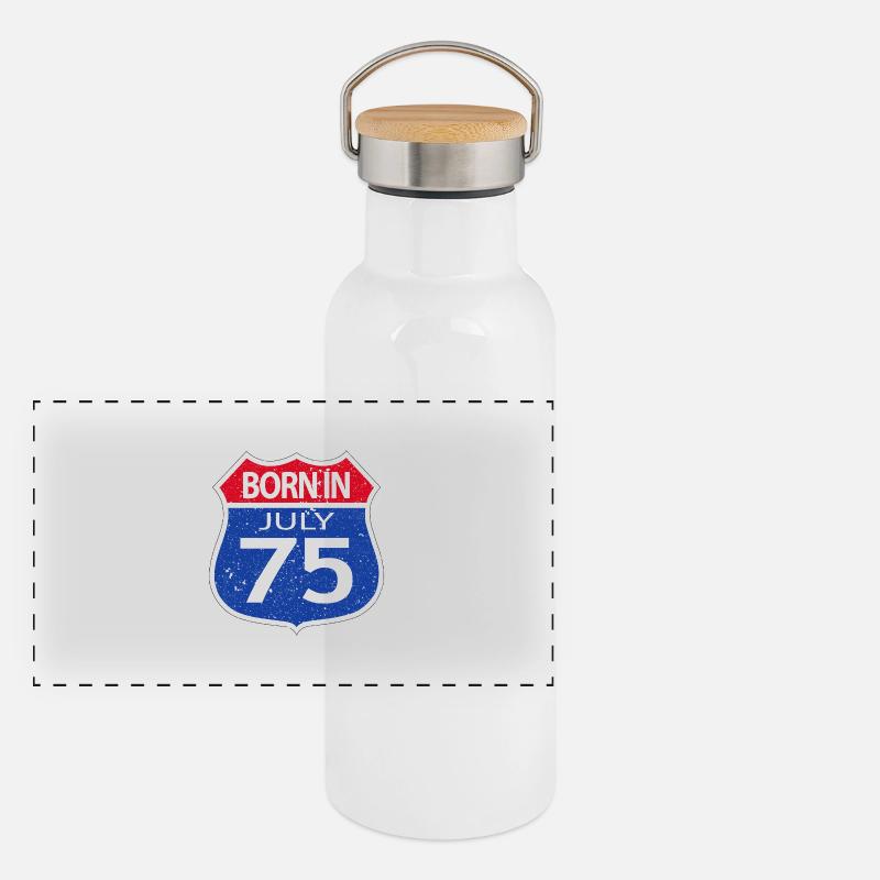 Born in July 1975 Panoramic Thermal Bottle with Bamboo Lid