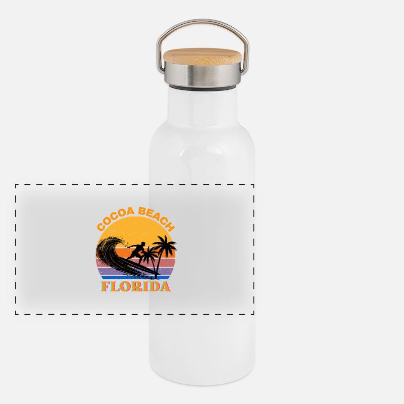 Surfen Florida Panorama Thermosflasche mit Bambusdeckel