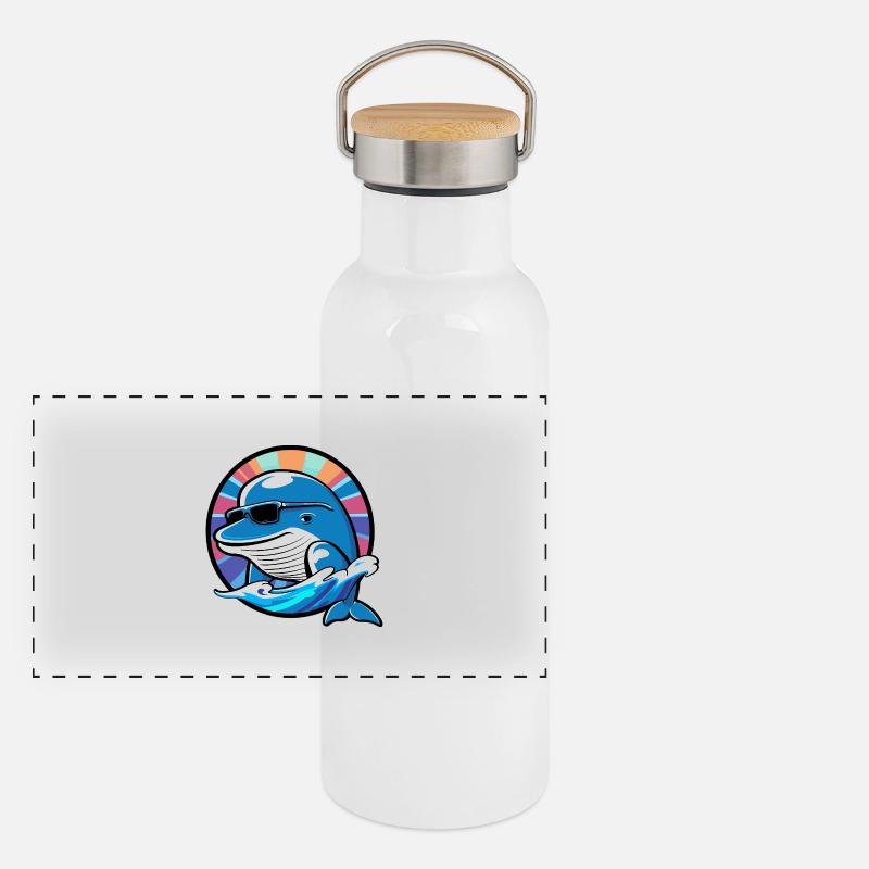 Wal Cool Comic Panorama Thermosflasche mit Bambusdeckel