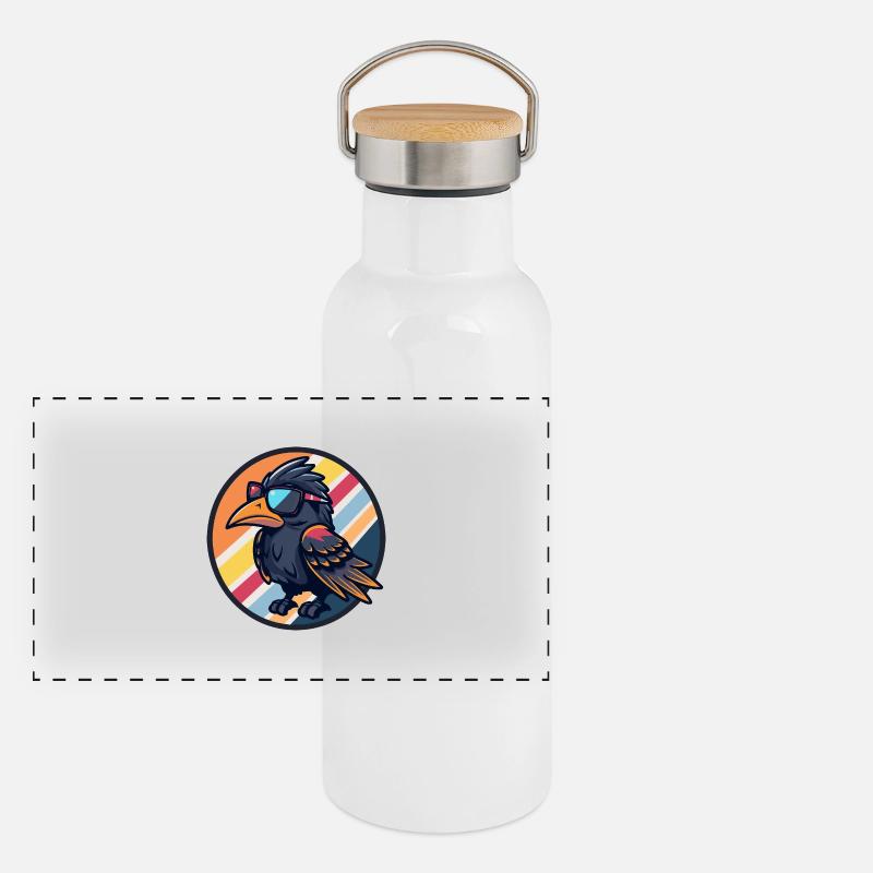 Raven Crow Cool Panoramic Thermal Bottle with Bamboo Lid
