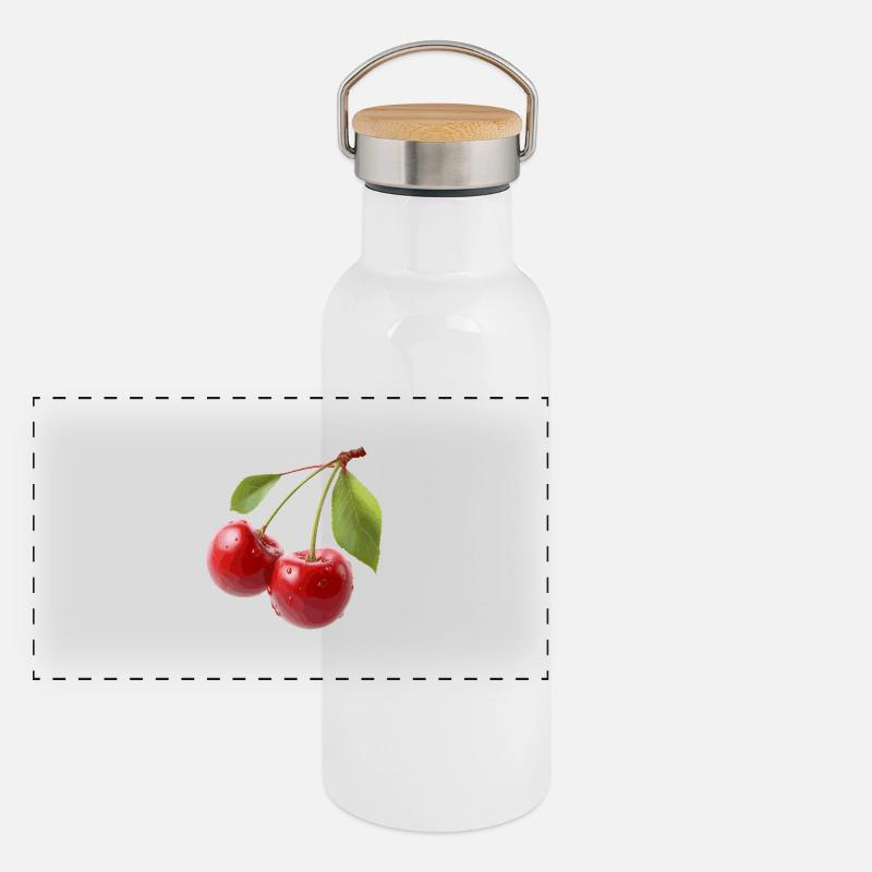 Kirschen Panorama Thermosflasche mit Bambusdeckel