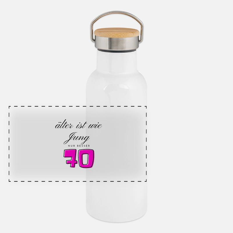 70th Birthday Panoramic Thermal Bottle with Bamboo Lid