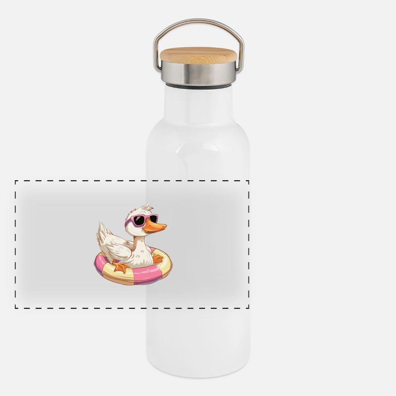 Gans Comic Cool Panorama Thermosflasche mit Bambusdeckel