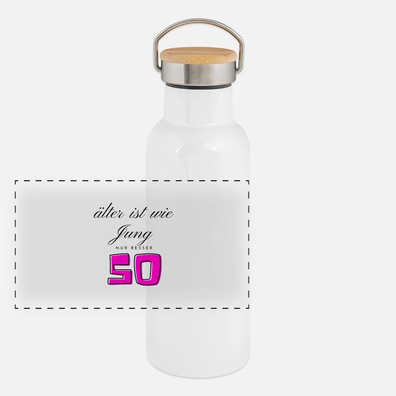 50.Geburtstag Panorama Thermosflasche mit Bambusdeckel
