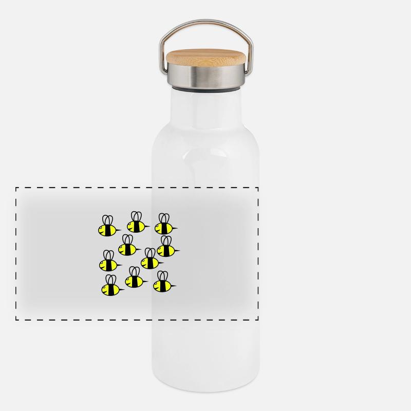 Schwarm von Bienen freundlich Panorama Thermosflasche mit Bambusdeckel