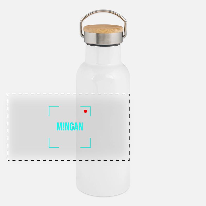 M!NGAN Türkis Panorama Thermosflasche mit Bambusdeckel