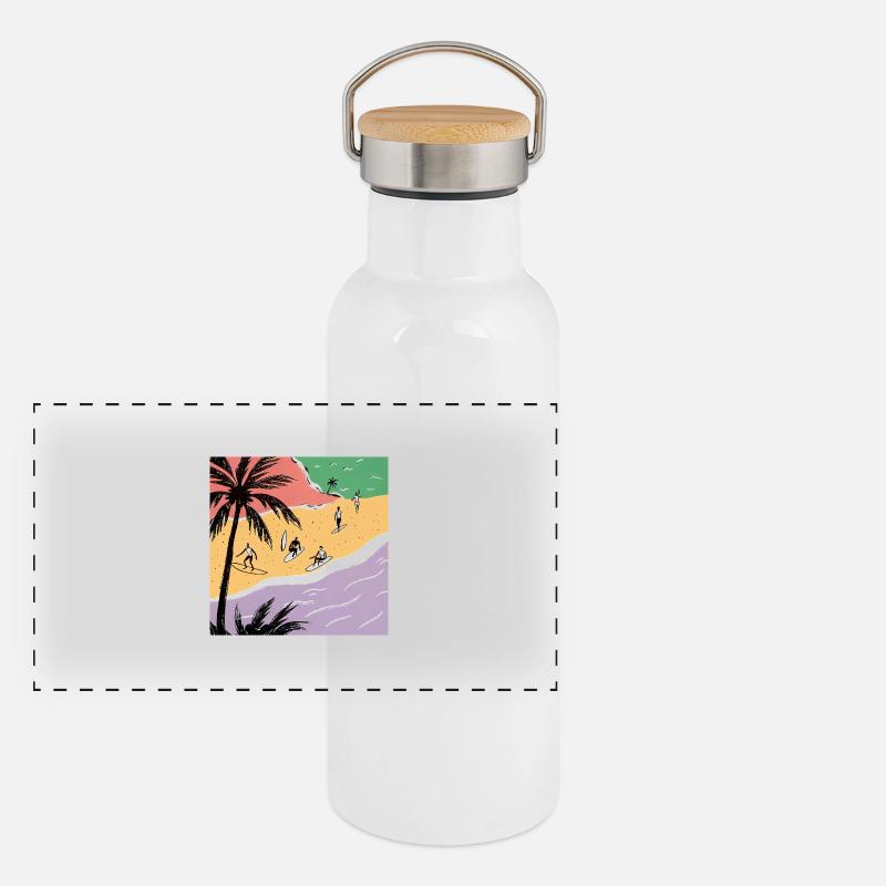 beach life Panoramic Thermal Bottle with Bamboo Lid