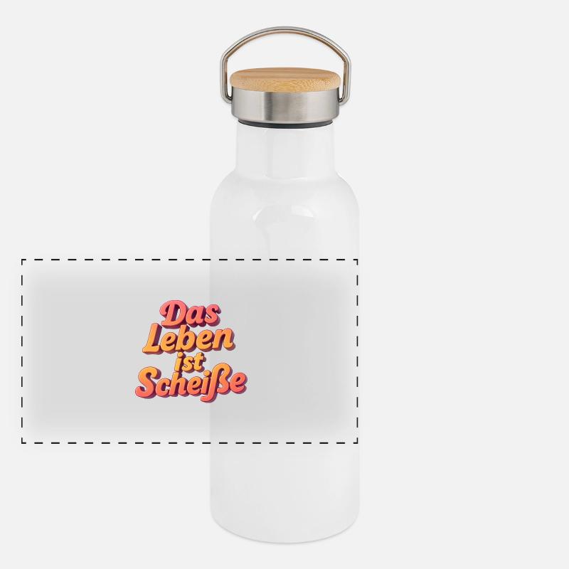 Das Leben ist Scheiße Panorama Thermosflasche mit Bambusdeckel