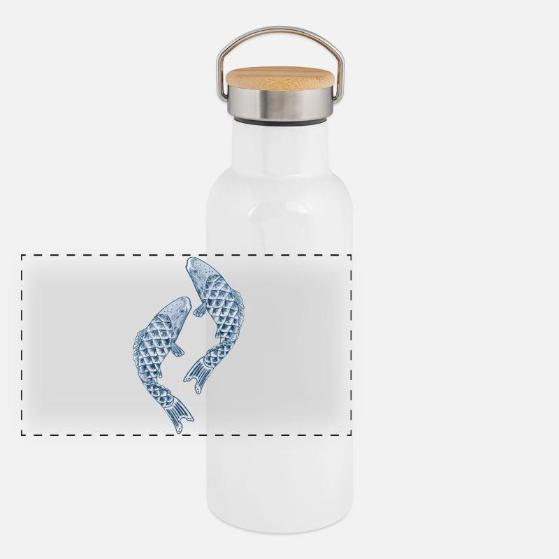 Blue Koi Panoramic Thermal Bottle with Bamboo Lid