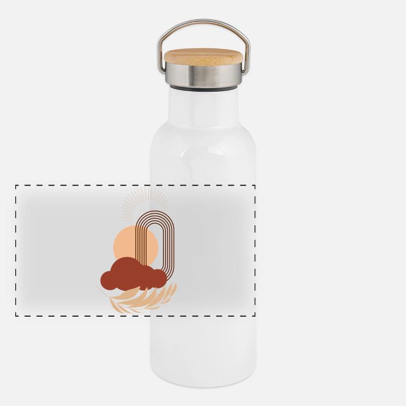 Sonnenkreis über Wolkenbogen Panorama Thermosflasche mit Bambusdeckel