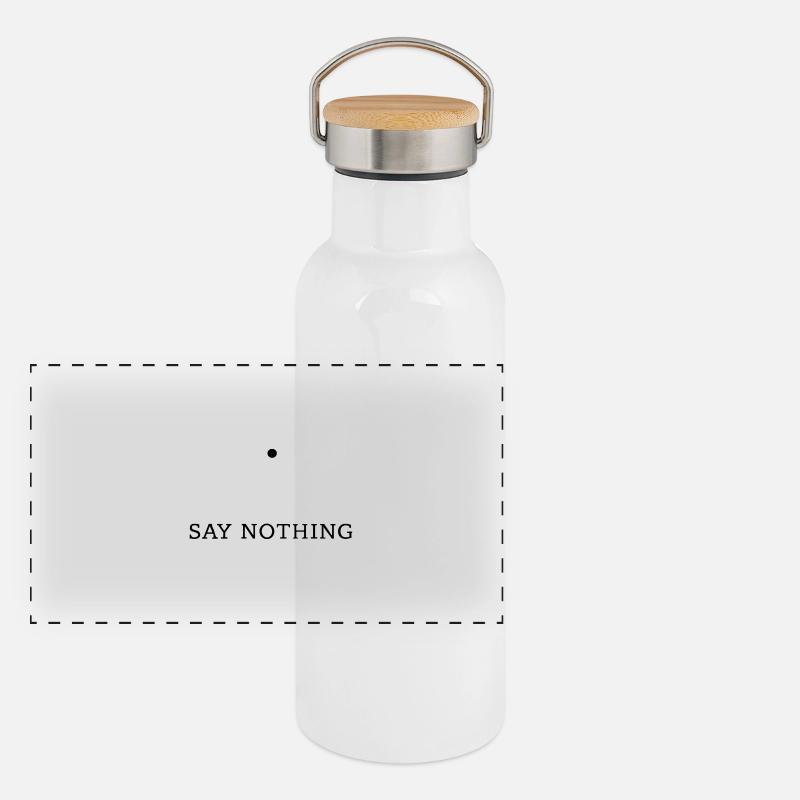 Silence — Conception typographique minimaliste Gourde isotherme avec bouchon en bambou