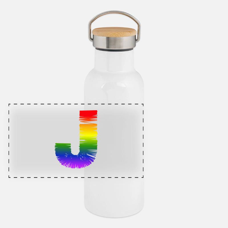 Regenbogen-J Panorama Thermosflasche mit Bambusdeckel